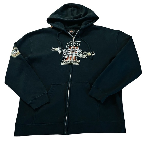 HARLEY DAVIDSON MEN’S BLACK ZIPPERED HOODIE SIZE XL - Picture 1 of 8